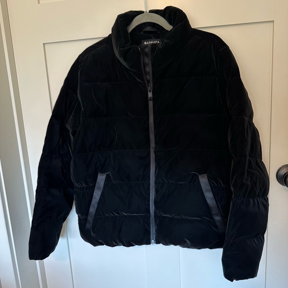 Athleta Jackets & Blazers - Athleta black faux velvet puffer